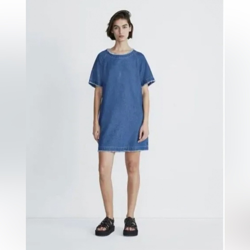 rag & bone Small Justine Mini Shift Dress Chambray Suki